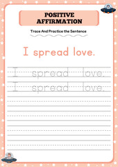 Positive affirmation activity worksheets for toddlers 