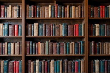 Bookshelf overflowing with books of different shapes and sizes, reading is life, literature, books