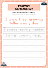 Positive affirmation activity worksheets for toddlers 