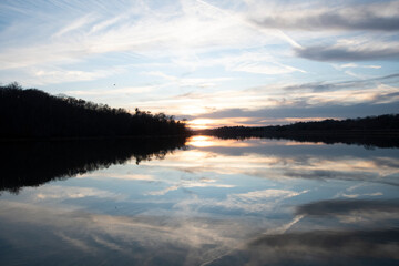 Sunset seen from Fort Loudoun Lake in the late afternoon in Knoxville TN