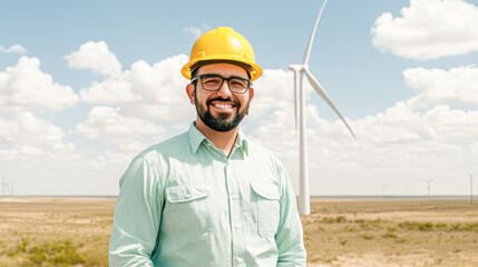 A man wearing a yellow hard hat