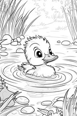 Baby Duck Coloring Page for Toddlers