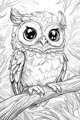 Fototapeta premium Baby Owl Coloring Page for Toddlers