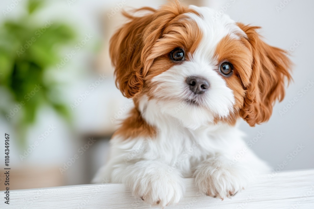 Aufkleber a hyper-realistic close-up of a shih tzu puppy face, capturing every strand of its fluffy fur and it