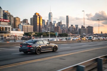 Obraz premium dynamic running car on road city