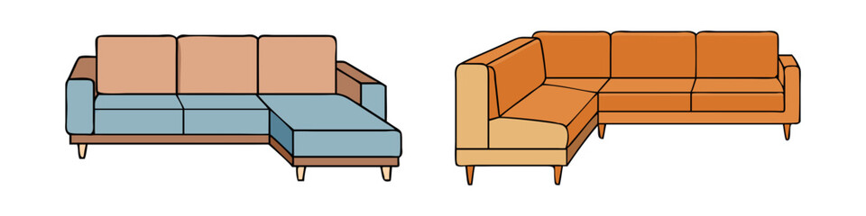 sectional sofa vector icon, furniture vector illustration - simple illustration of sectional sofa perfect for logos, and furniture- themed designs.