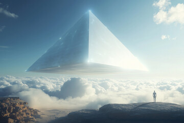 Pyramid UFO Hovering In Sky