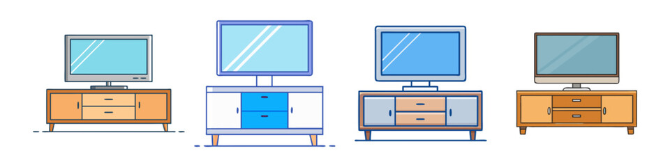 tv console vector icon, furniture vector illustration - simple illustration of tv console perfect for logos, and furniture- themed designs.