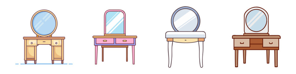 vanity table vector icon, furniture vector illustration - simple illustration of vanity table perfect for logos, and furniture- themed designs.