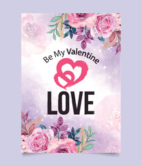 Valentine celebration poster Romantic cute love card template design