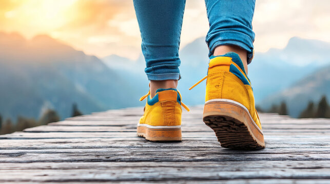A nature walk symbolizing mindfulness and fostering a positive outlook on life Positive mindset Stock Photo with side copy space