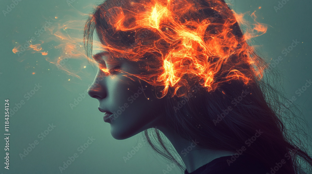 Poster An artist expressing creativity as a form of maintaining a positive and open mindset Positive mindset Stock Photo with side copy space