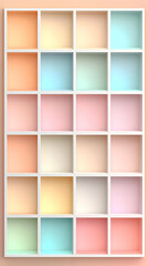 Pastel Cube Shelf 3D Illustration