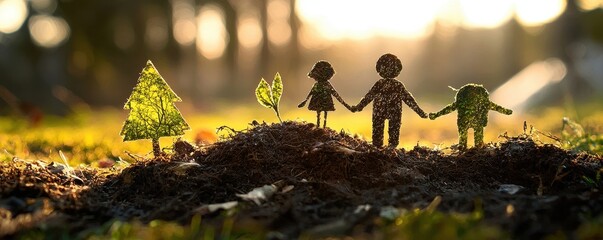 Family Connection with Nature Concept