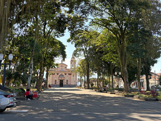 Basilica Square in the city centre of Tremembé, Sao Paulo, Brazil.
