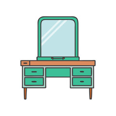 dressing table vector icon, furniture vector illustration - simple illustration of dressing table perfect for logos, and furniture-themed designs.