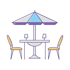 outdoor dining set vector icon, furniture vector illustration - simple illustration of outdoor dining set perfect for logos, and furniture-themed designs.