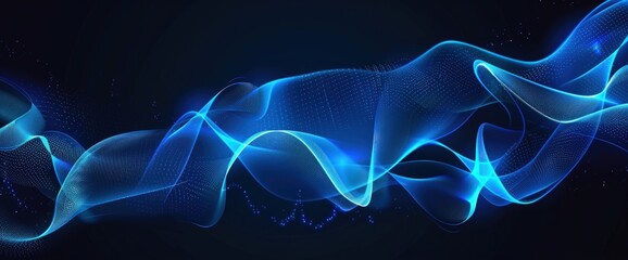 Obraz premium Abstract blue glowing wave, dynamic motion, energy flow, digital art.