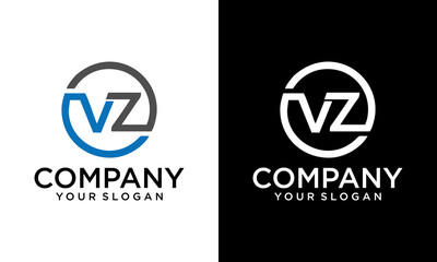 Creative circle Colorful VZ/ZV Logo Icon, Letter Zv vz Logo