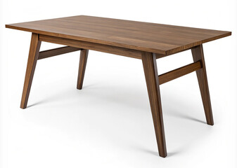 Modern brown wooden table isolated on white background