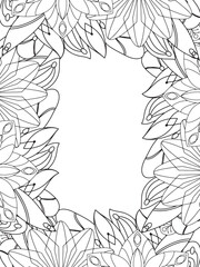 All these designs are hand-drawn and unique 
Beautiful Flowers Border black and white illustration for adult coloring book,
This is a printable Beautiful Zentangle Coloring page for KDP Interior,
