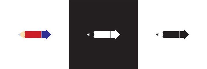 Pencil in the shape of an arrow pointer.   isolated on white and black background. vector illustration. EPS 10