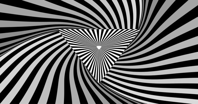 A dynamic black-and-white striped pattern creating a hypnotic optical illusion with wavy, flowing lines. The abstract design adds depth and movement, perfect for modern art, design, or creative