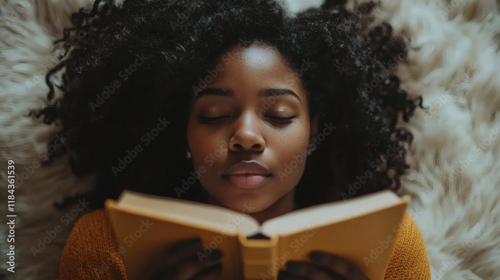 Poster a close-up of someone reading a book on self-discipline and personal improvement self-discipline sto