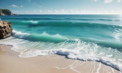 Serene ocean scene with turquoise water and gentle waves , sea, serene, water