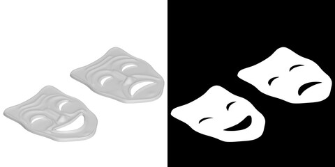 3D rendering illustration of Comedy and Tragedy Theater Masks