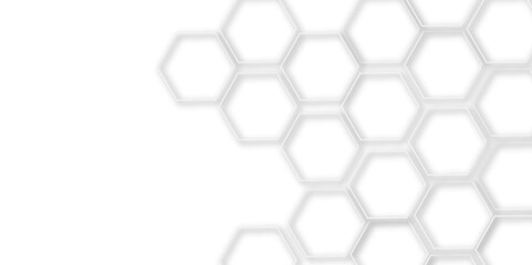 Abstract technology grey and white circle hexagon line 3d effect  pattern with shadow seamless texture background. Use for book, poster, flyer, website vector illustration.
