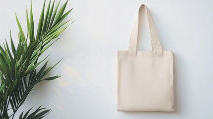 Canvas tote bag with a subtle pattern, placed on a white background