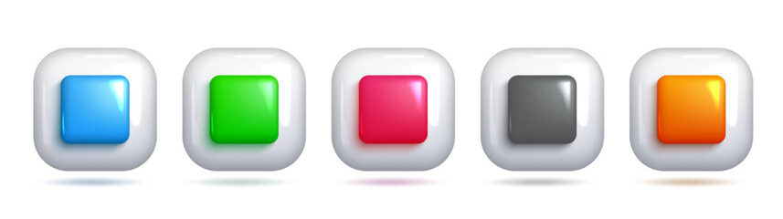 Vector 3D Stop Icon, Square Frame, Colorful Design