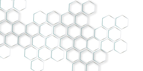Abstract geometric technology 3d white bright hexagon line polygonal honeycomb luxury pattern vector background.