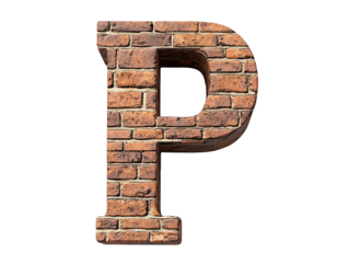 Rustic brick letter p, vintage alphabet photography for design projects brick
