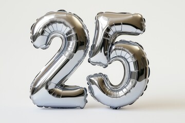 silver balloon floating number 25
