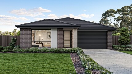 Modern suburban home with landscaped garden and inviting entrance
