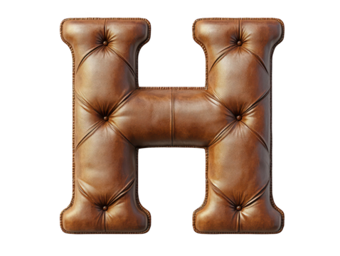 Exquisite brown leather letter h, a stunning symbol of craftsmanship and timeless design