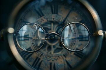 Vintage Eyeglasses on Antique Clock Face