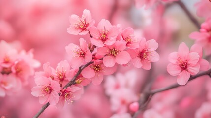 Obraz premium Vibrant Cherry Blossoms in Full Bloom at Gyeongbokgung Palace, Seoul, South Korea: A Stunning Display of Spring Beauty Against a Traditional Korean Architecture Backdrop