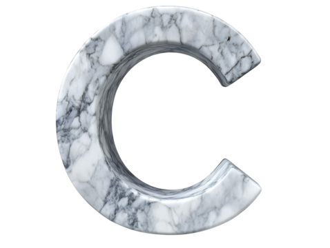 Exquisite marble letter c, a stunning 3d model for elegant designs and luxurious branding