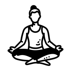 A person sitting in yoga pose, hand drawn icon