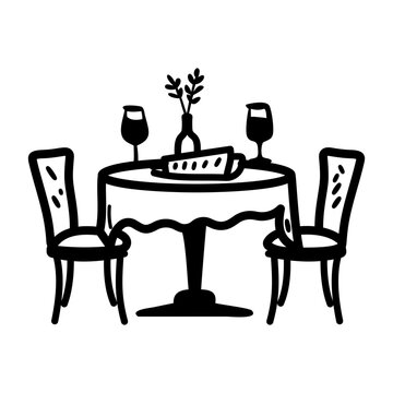 A hand drawn icon of dining table