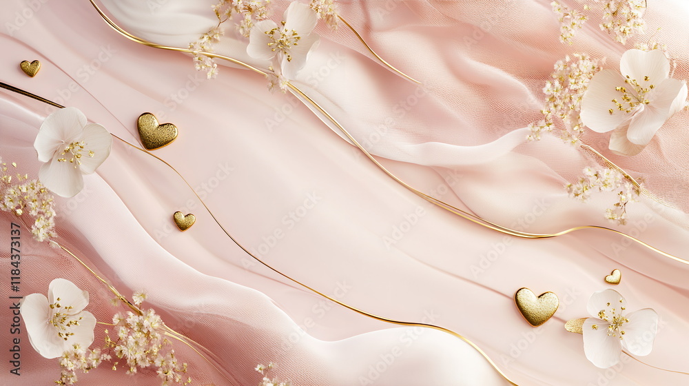 Fototapete romantic valentine's day horizontal greeting banner background with empty copy space with light blus
