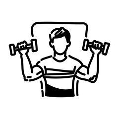 Weightlifting icon in hand drawn style