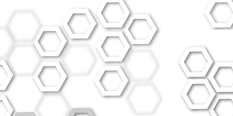 Abstract light grey and white hexagon 3d effect pattern with shadow seamless texture background. Use for book, poster, flyer, website vector illustration.