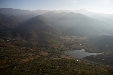 Water dam in Teotitlan del Valle facing the southern Sierra of Oaxaca in Mexico.