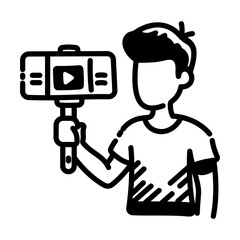 Vlogging icon in hand drawn style