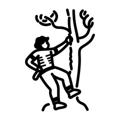Tree climbing icon in hand drawn style
