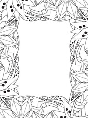 All these designs are hand-drawn and unique 
Beautiful Flowers Border black and white illustration for adult coloring book,
This is a printable Beautiful Zentangle Coloring page for KDP Interior,